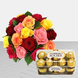Send Flowers to Hoshiarpur 23 Pretty Roses and Ferrero Rocher Chocolates