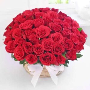 Send Flowers to Hoshiarpur 6 Dazzling Red Roses Basket Arrangement