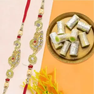 Designer Rakhi N Kaju Roll Combo
