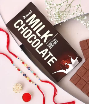 AMUL MILK CHOCOLATE WITH ELEGANT RAKHI DUO