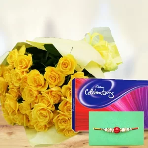 BRIGHT LS YELLOW ROSES WITH RAKHI