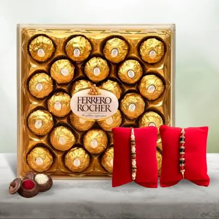 24 pc Ferrero Rocher with 2 Rakhis 1 24 pc Ferrero Rocher with 2 Rakhis