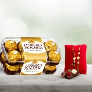 Send Gifts to Jalandhar 2 Ferrero Rocher and Bhaiya Bhabhi Rakhi