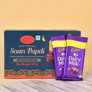 Send Gifts to Jalandhar 10 Rakhi With Soan Papdi N Dairy Milk Chocolates