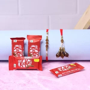 Send Gifts to Jalandhar 17 Rakhi N KitKat Chocolate Combo