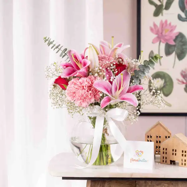 Blush Pink Roses and White Lilies Bouquet 1 Blush Pink Roses and White Lilies Bouquet